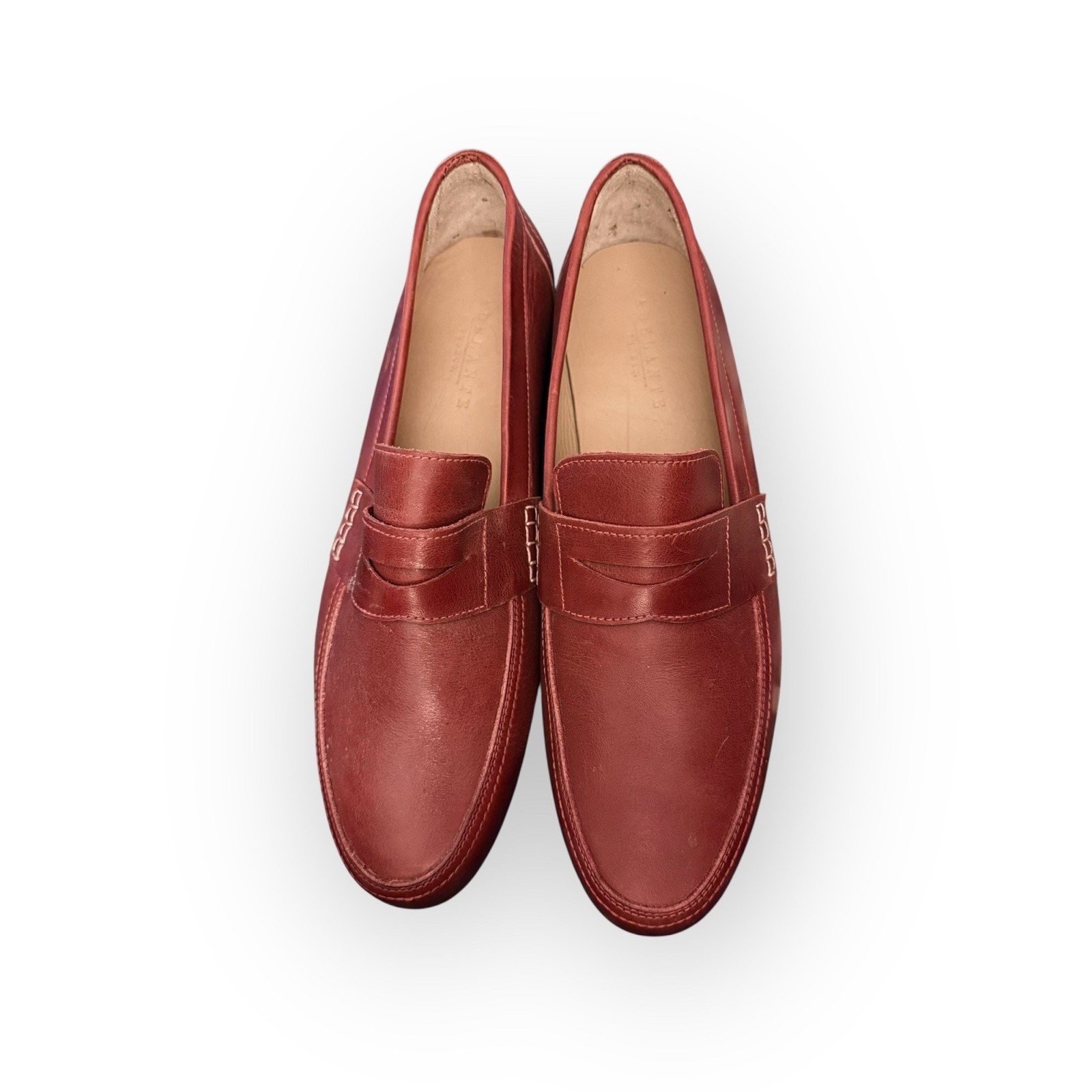 Adelante Shoe Co Mens 12.5c Narrow Leather Penny Loafer Lorenzo Euc Pomegranate